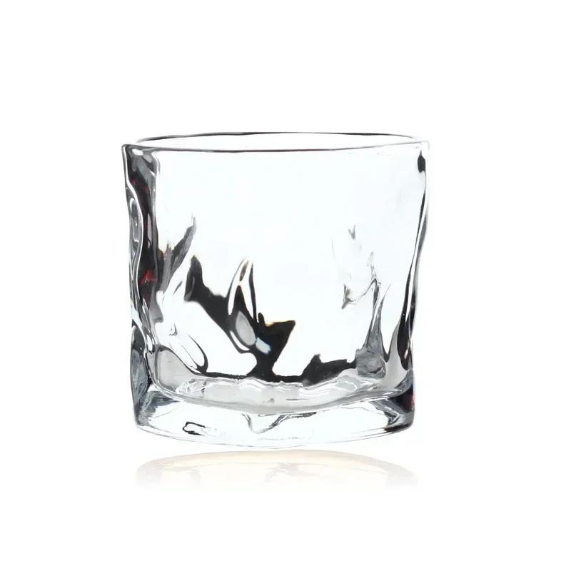 Transparent Glass Wine Mug Refraction of Light Rays Design Wine Whiskey Coffee Cup Household Special-shaped Whiskey Water Cup