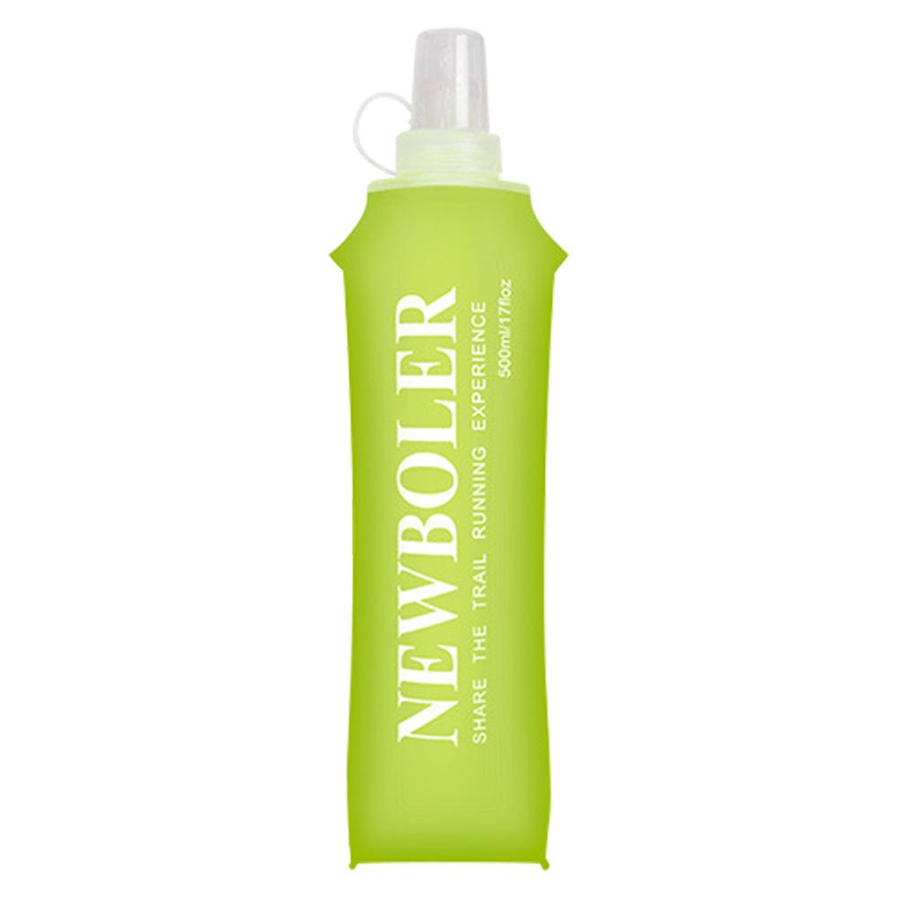 

NEWBOLER Outdoor Sports Water Bottle 500ml Portable Collapsible TPU Soft Water Bag for Running (No FDA, BPA-Free) Lime
