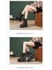 Women's Small Leather Martin Boots - Black British Style, High-Heel, Short, 2025 Autumn/Winter