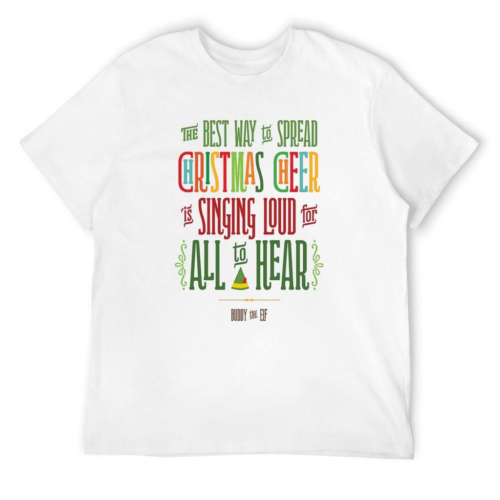 Buddy the Elf - Christmas Cheer T-Shirt Short Sleeve Tee Aesthetic Clothes Blue Archive Baggy Shirts Designer T Shirt Men
