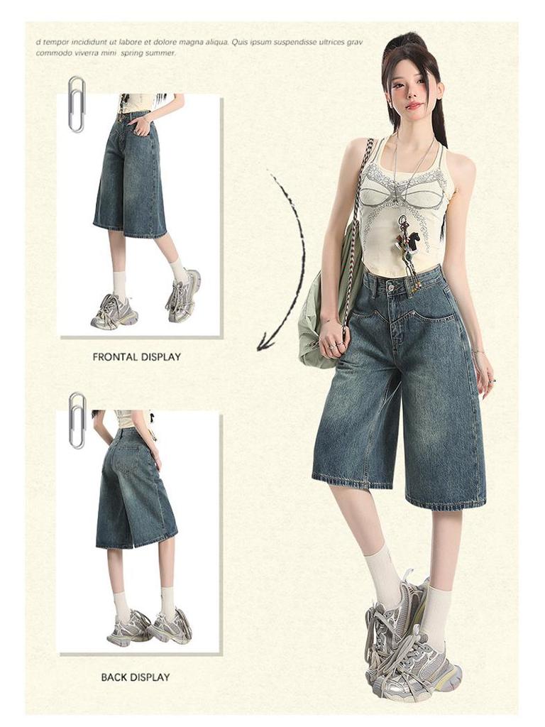 Women's High-Waist Loose Wide-Leg Cropped Jeans - Summer 2025 Slimming Straight Fit