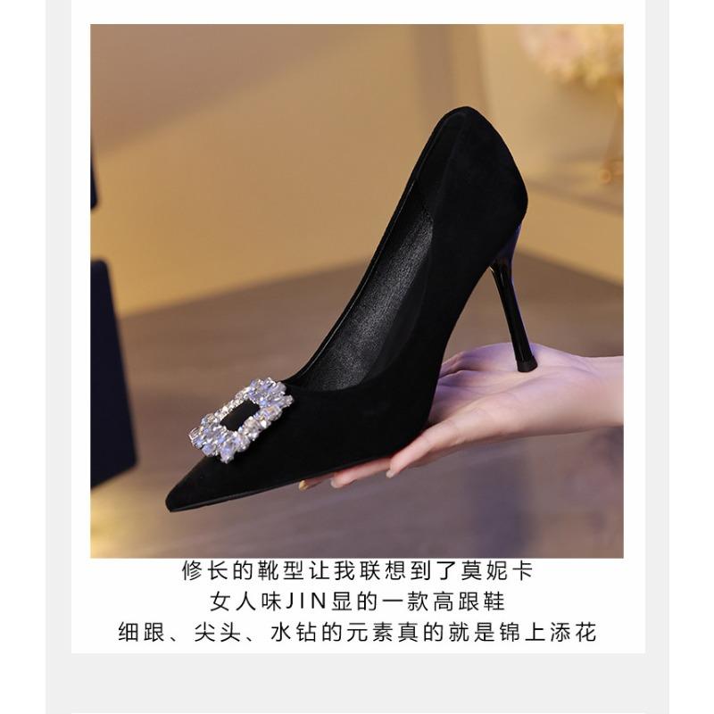 Black High Heels Women's Stiletto 2026 New Temperament Commuter Pointed Toe Single Shoes
