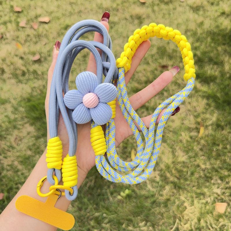 Universal Cartoon Flower Phone Lanyard Durable Crossbody Long Rope Adjustable Neck Strap for Outdoor Activities Gift
