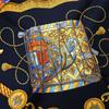 Used HERMES scarf Calle 90 silk black black LES TAMBOURS