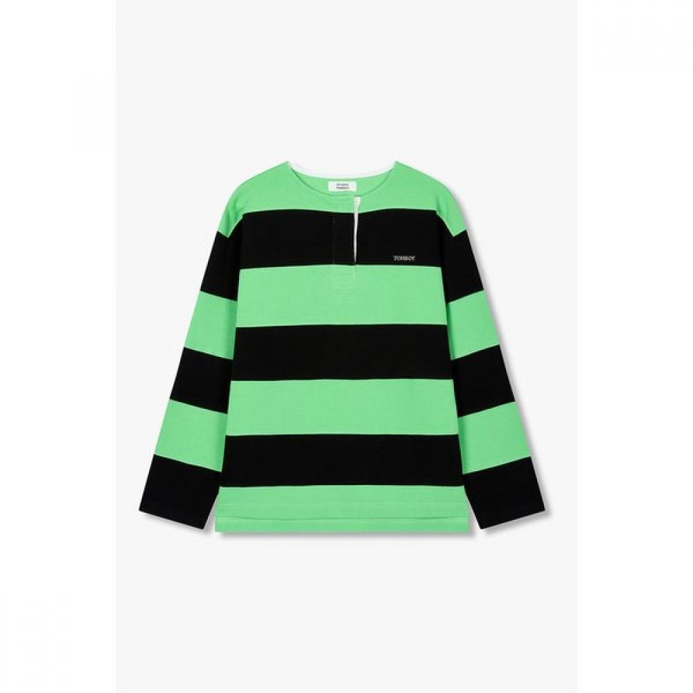 Studio Tomboy Rugby Stripe Henry Neck Sweatshirt 9105322102 