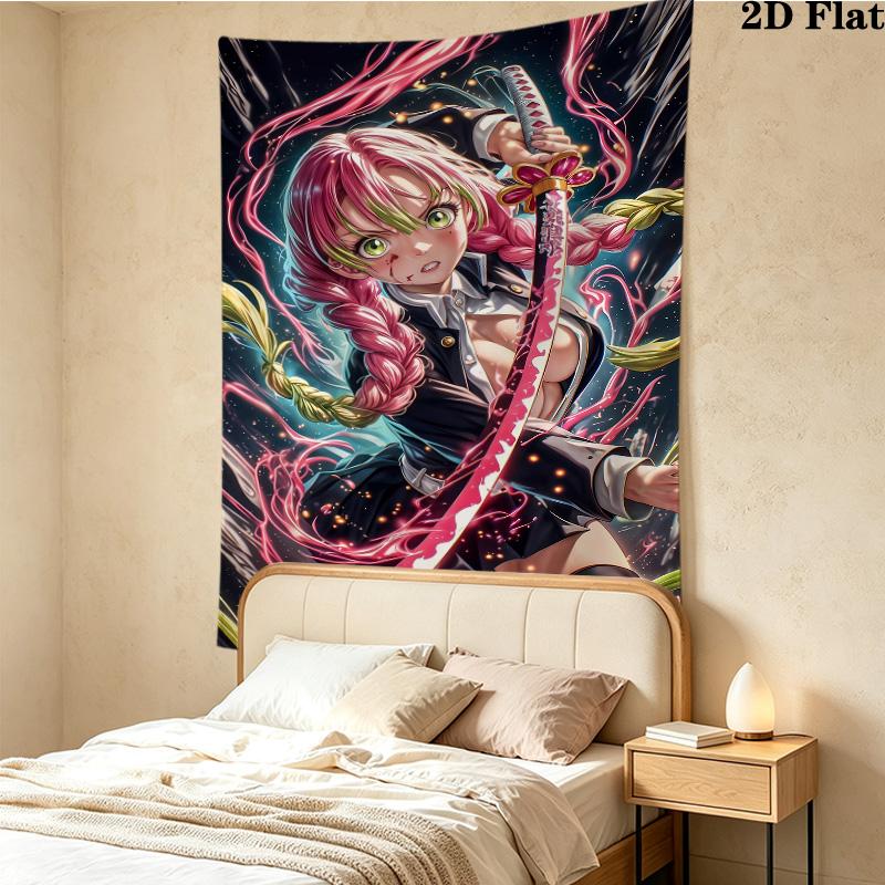 Demon Slayer Wall Tapestry Aesthetic Wall Hanging Printed Fabric Blanket Decorative Tapestries For Bedroom Living Room Home Decor