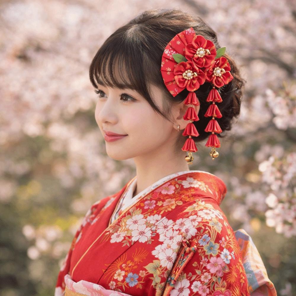 Tassels Tassel Fan Hairpin Sakura Kimono Hair Clip Simple Japanese Kimono Headwear Children