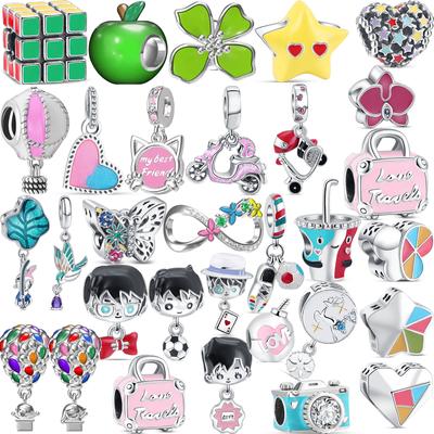 Ny S925 Sølv Epleøye Sommerfugl Fugl Elektrisk Bil Rubiks Kube Gutt Jente Perle Passer Originale Charms Armbånd DIY Smykker