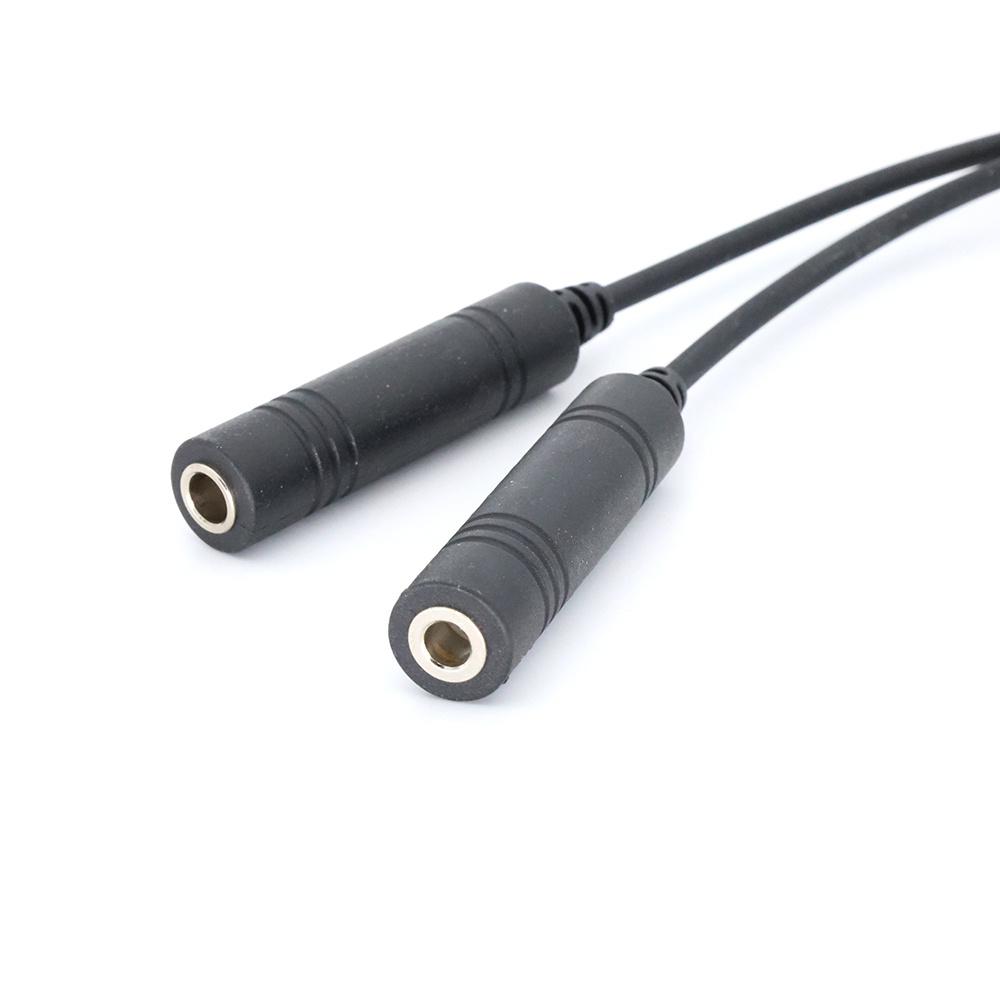 Black Aviation Headset GA Dual Plugs to Airbus 5 Pin XLR Headset Adapter