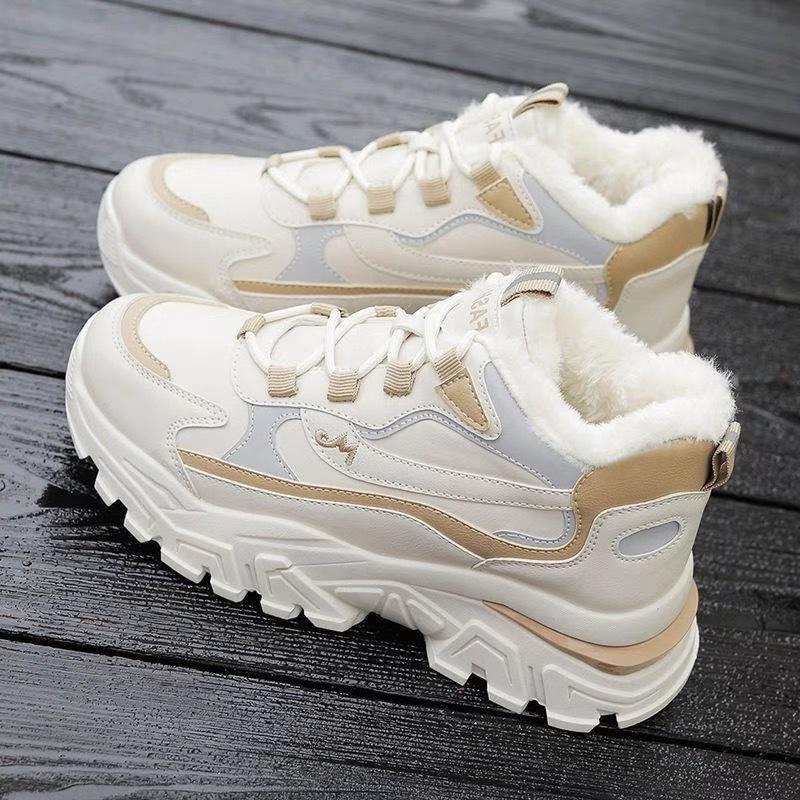 Winter Herbst Warme Damen Verdickte Sportschuhe High Top Dicke Sohle Kleine Weiße Schuhe Rutschfest Freizeit Warm Sportschuhe