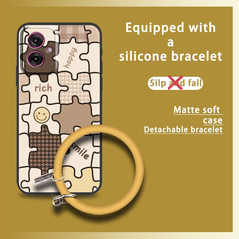 Protective Personality Phone Case For MOTO G55 5G Creative Solid Color Cute Heat Dissipation Bracelet Waterproof Ring