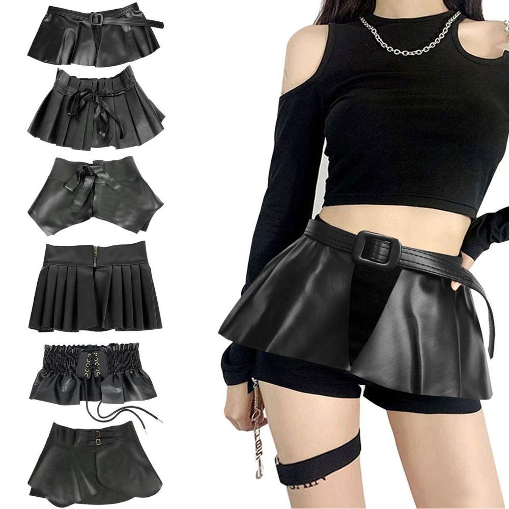 Ruffles Design PU Leather Belt Cross All Match Corset Belt Super Wide Peplum Cummerbund Punk Style