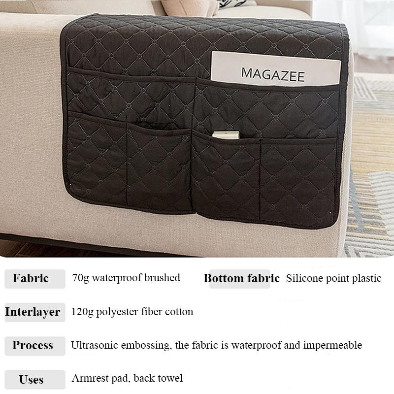 Portable 50x90cm Storage Bag Solid Color Waterproof And Non-slip Recliner Sofa Cover With Pocket Armrest Towel Home Decortion
