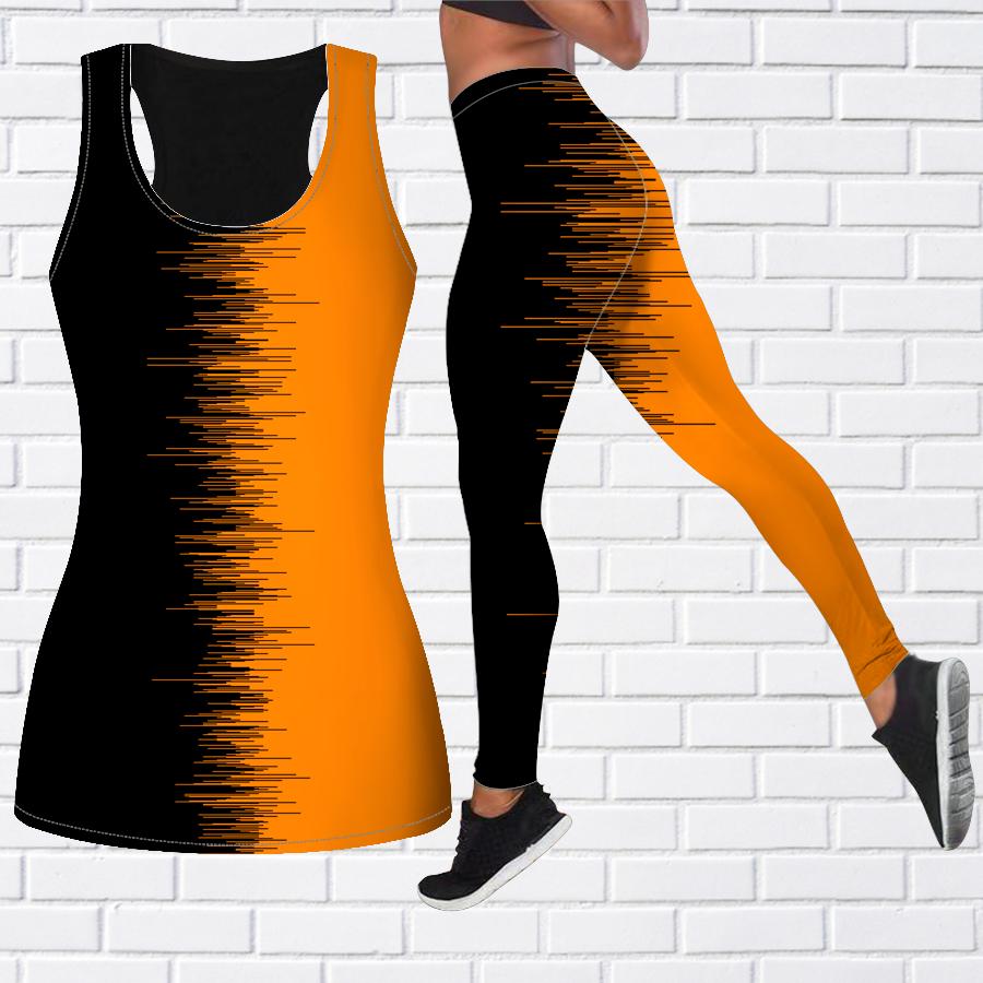 Tinuta de yoga cu imprimeu asortat la culoare pentru femei, leggings de antrenament la moda, sport de fitness, pantaloni de yoga casual