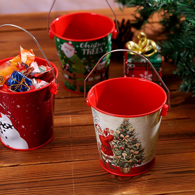 Găleată Multifuncțională de Depozitare Om de Zăpadă de Crăciun și Tinichea Alimentară