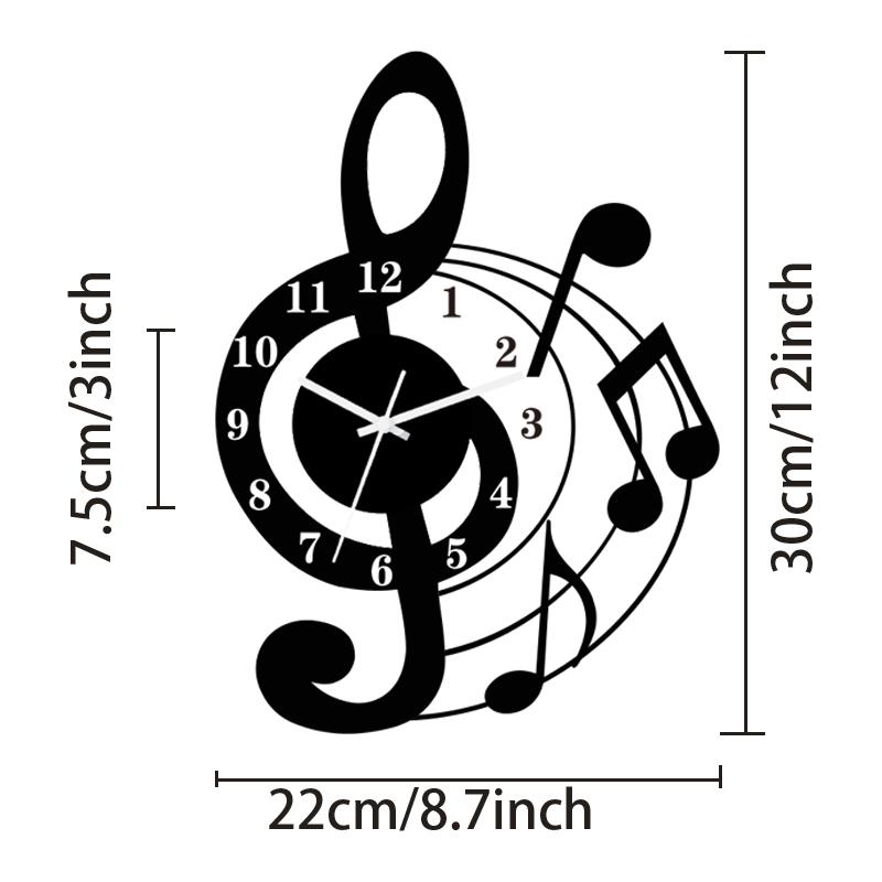 

Music note wall clock acrylic mute wall clock is suitable for home living room bedroom classroom decoration wall clock. (black,12 inch) чёрный