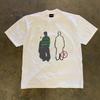 Loose Fit Cotton Tshirt Short Sleeve Double Thread Pure Cotton American Retro Style Couples Tee For Unisex And Unisex