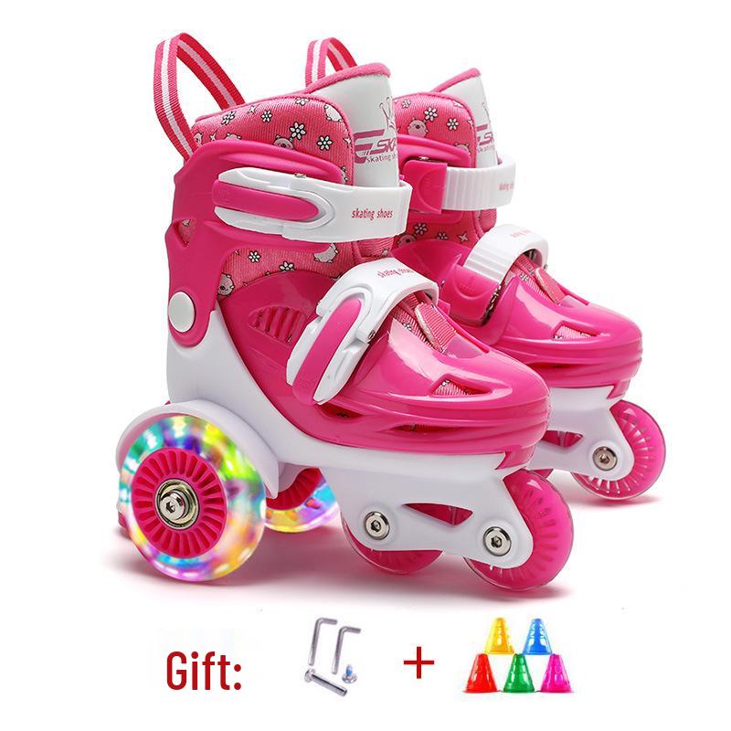 Custom Kids' Beginner Inline Roller Skates with Flashing Double Row Wheels