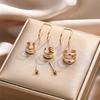 Gold European and American Retro Hollow Multi-layer Ear Clip Earrings Set - 7 Pieces