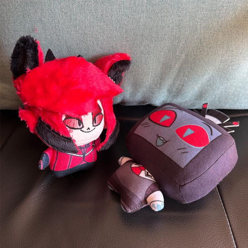 15cm Alastor 3V Vox Plush Toys Bag Keychain Funny Anime Animation Hazbin Hotel Character Figure Plushie Keys Chain Pendant Doll