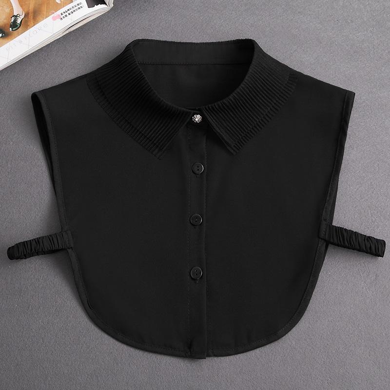 Front Tie White Fake Collar Stand Beads Detachable Collar Fake Women Vintage Crystal Lace Ladies False Blouse Collar Half Shirt