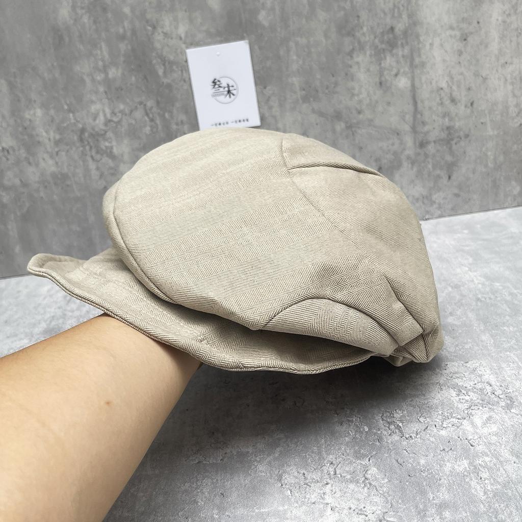Loose Feeling Retro Pleated Newsboy Hat Female Autumn Niche Artist Hat Large Version Duck Tongue Beret Showing Small Face