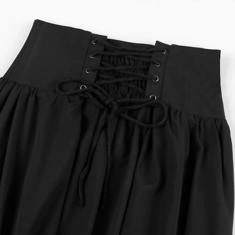 Gonna Lunga da Donna Medievale Vintage Estiva Vita Alta Linea ad A Vittoriana Lunga Steampunk Gotica Ruffle Pieghettata Gonna da Festa