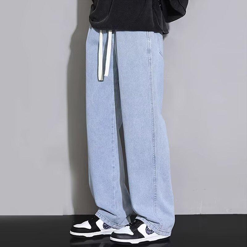 Wide-leg jeans men's spring and autumn American loose straight teen trendy brand versatile casual denim trousers