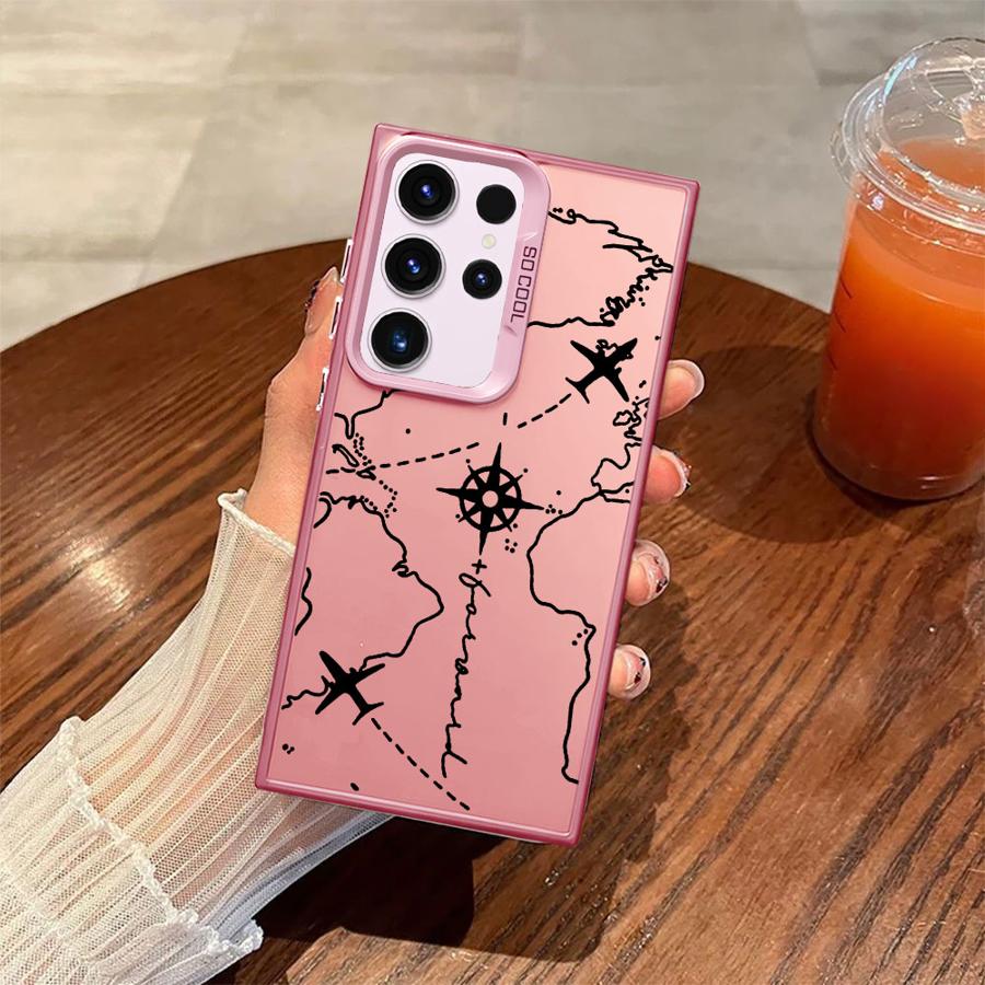 Phone Cover Case for Samsung Galaxy S25 S22 Ultra S21 Note 20 Ultra S24 FE S25Edge S23 S20 FE Airplane Route