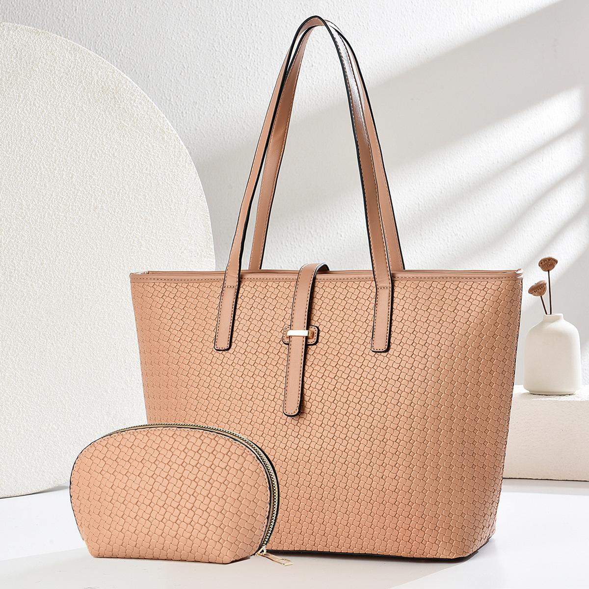 

Simple tote bag 2 fashion shoulder bag large capacity commuter bag small bag two-piece set 33*12*28 хаки