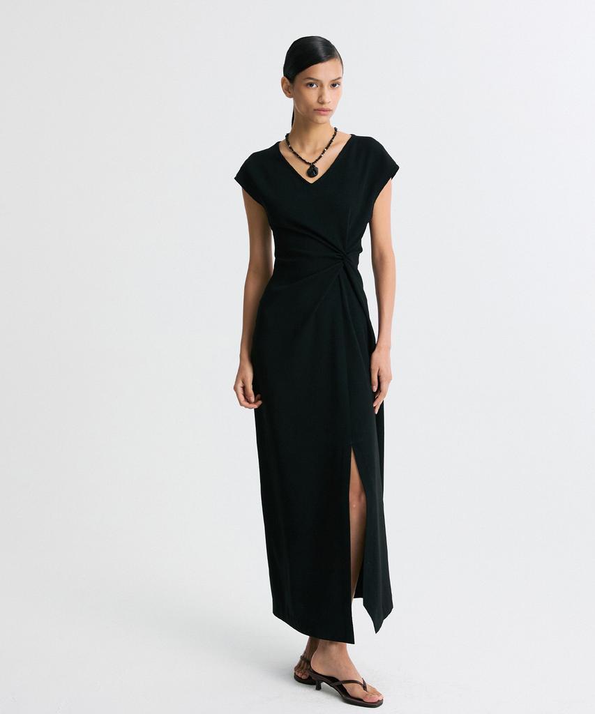 Rie Twisted Waist Asymmetric Hem Dress