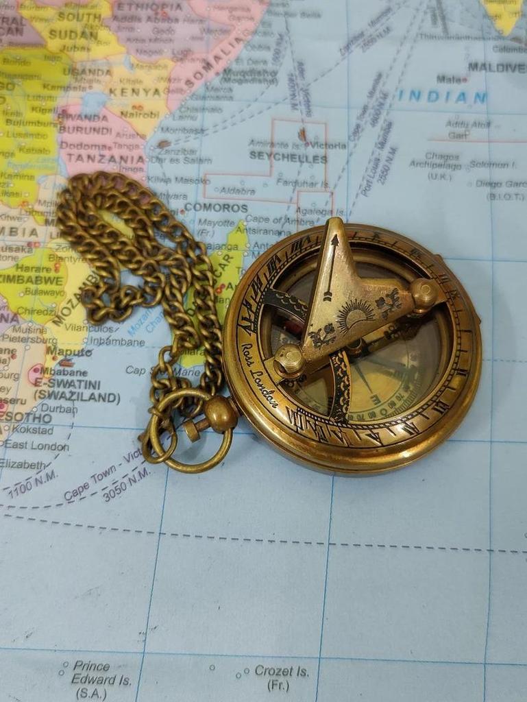 Engraved Brass Nautical Compass with Leather Case, Gift for Him, Perfect & Unique Gift, Personalized Pocket Compass, Brass Sundial Compass