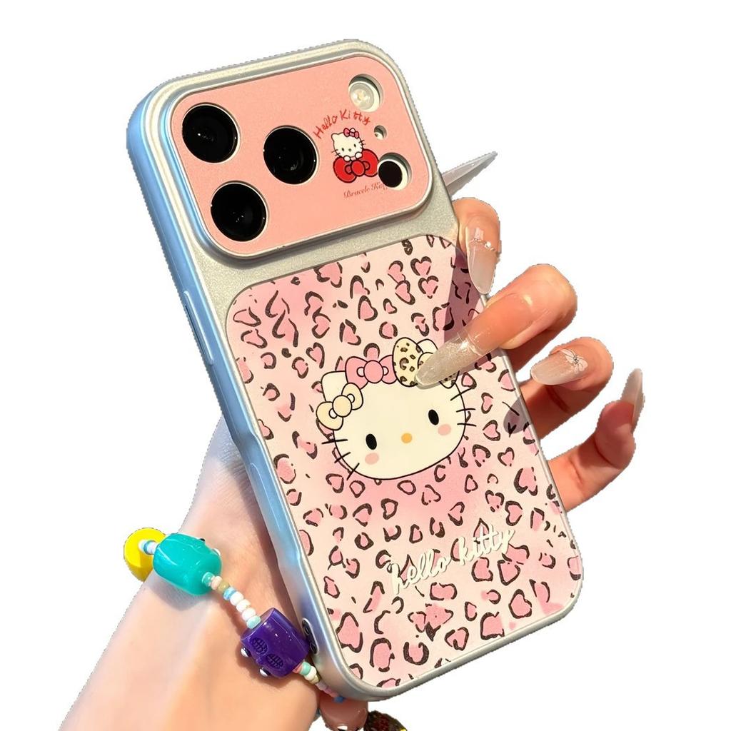 Pink Leopard Cat Is Suitable for iPhone Apple 17Promax Mobile Phone Case 16/15/14 Electroplating Large Window 13 Sets