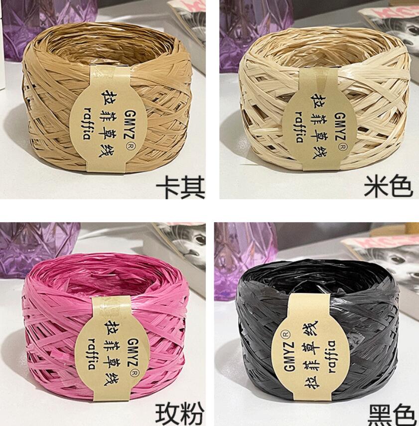 100M/Roll Washable Japanese Plant Raffia Straw Thread Hand-Woven Bag Summer Knitted Hat Hook Crochet Line DIY Eco Friendly
