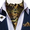 Mens Ascot Silk Cravat Blue Paisley Tie Handkerchief Cufflinks Set Formal Party