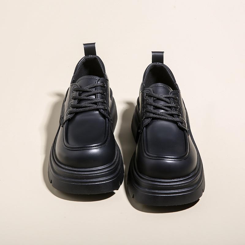 Thick heel platform women's 2024 new retro fashion temperament casual single shoes lace-up small leather shoes tide