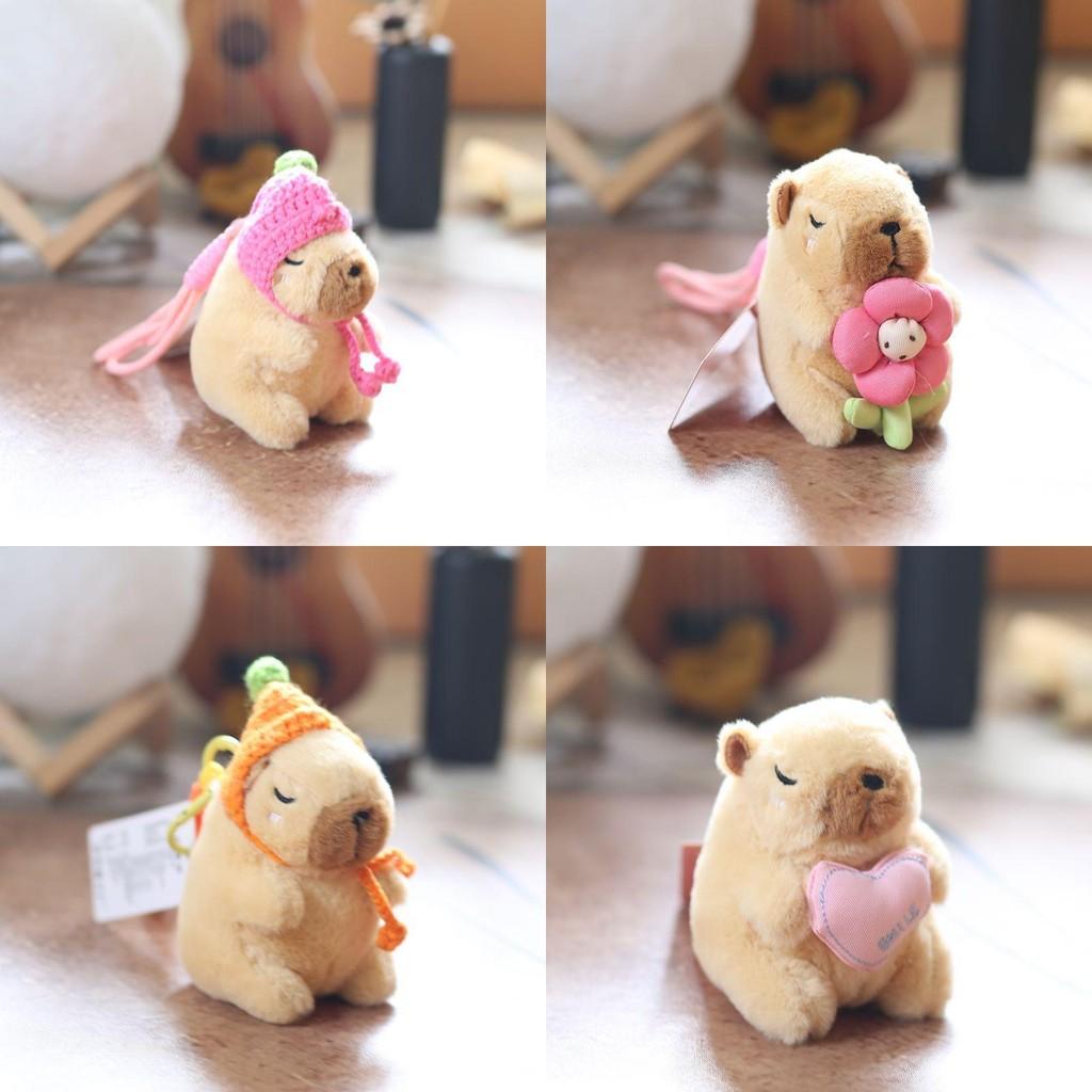 Capybara Pink Plush Keychain Toy With Watermelon Pattern Kid Collectors Doll