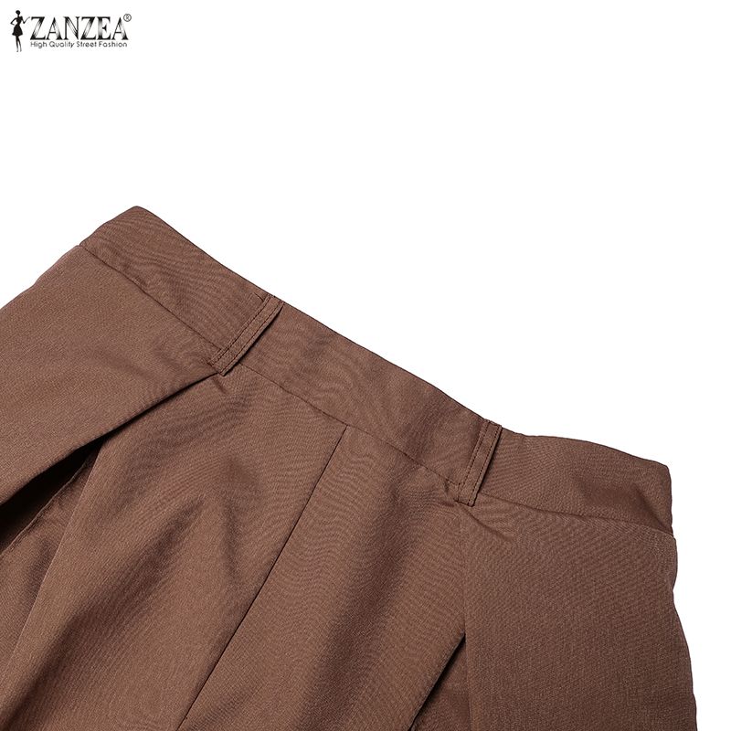 ZANZEA Women Commuer Casual Solid Color Loose Wide Leg Pants