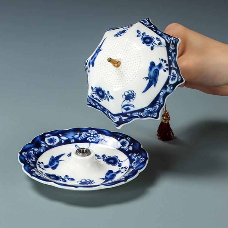 Umbrella Shape Strainer Blue and White Porcelain Tea Infuser For Tea Ceremonies And Everyday Brewing
