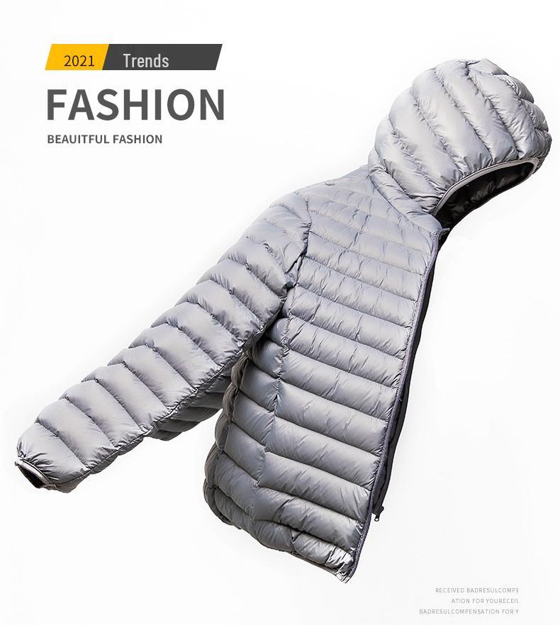 Men's 2024 Ultra-Light Down Jacket: Short, Hooded, Plus Size, Cold-Proof, Warm Autumn/Winter Outerwear for Young and Mid-Age Men