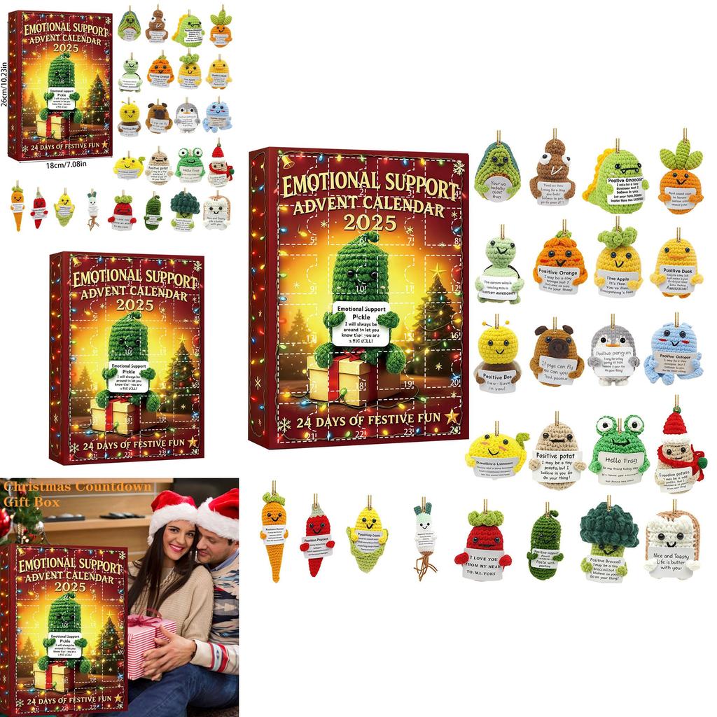 Christmas Emotional Support Advent Calendar With Cartoon Acrylic Decorations For Gift Giving