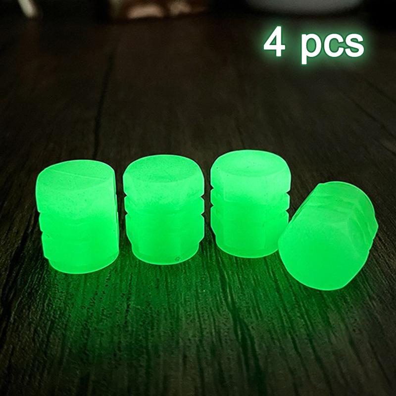 4/8PCS Colorful Luminous Tyre Valve Caps Fluorescent Night Caps Motorcycle Bike Night Glowing Cap Decor Nozzles Tyre Accessories