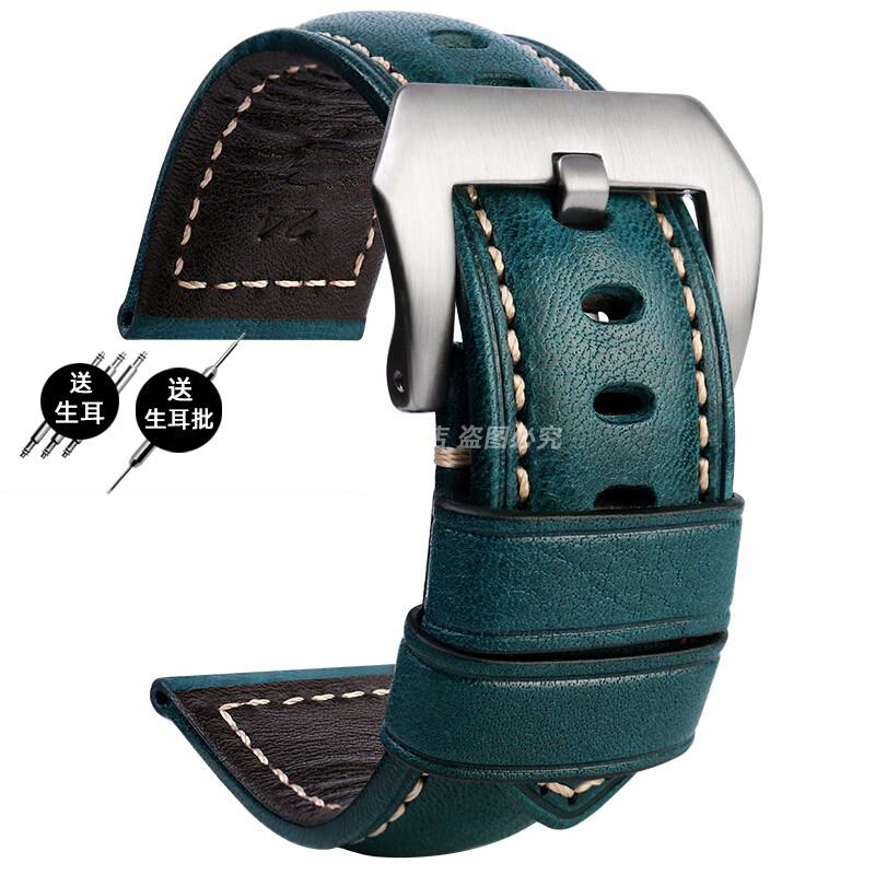For Panerai PA441 PAM01661 Lumino Watch strap with thickened Italian cowhide Watchbands Vintage Watch Band male Bracelet 22 24MM