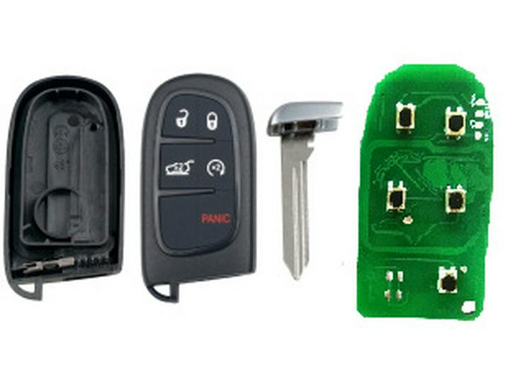 Compatible with Jeep Cherokee: 4+1 Button Smart Card with 4A Chip and 433MHz Remote Key