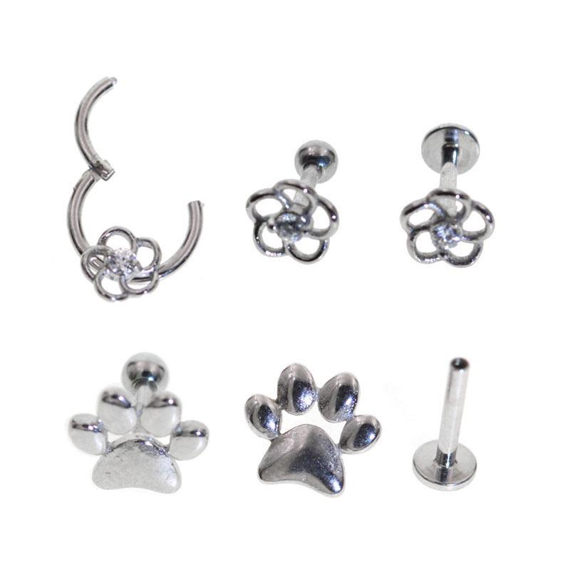 

316L Stainless Steel Kitten Paw Lip & Helix Piercing Studs 1.2x8mm Rod