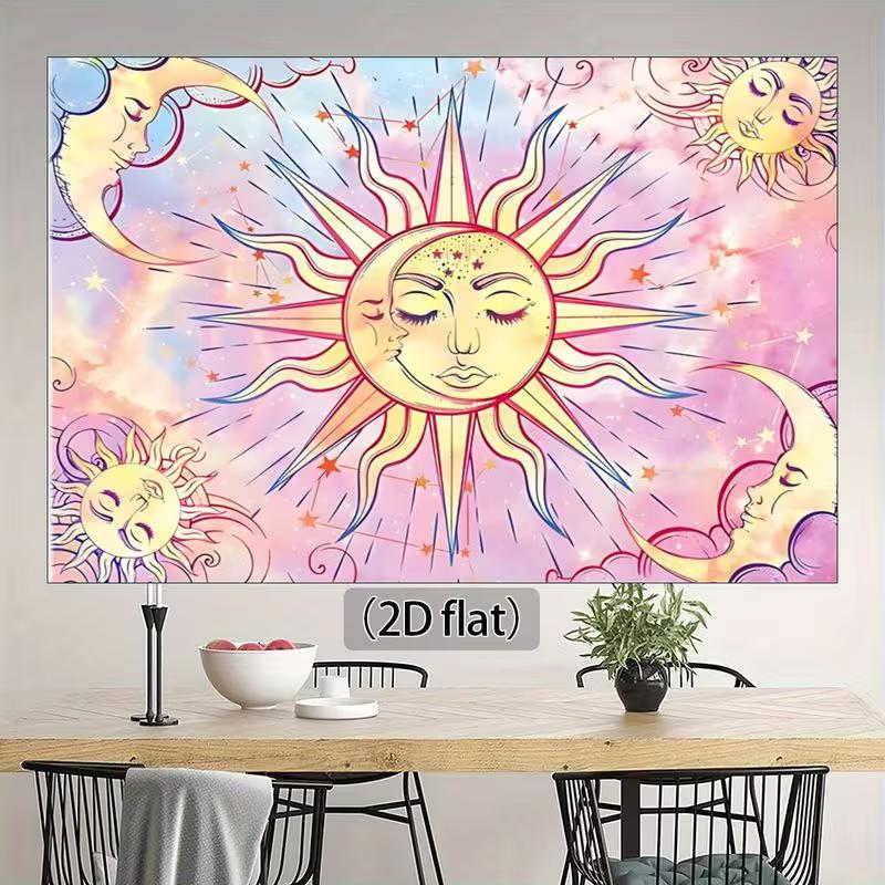 

2D Mystical Sun Moon Backdrop, Pastel Pink Celestial Photography Background for Studio 47.2x31.5inch/120*80cm