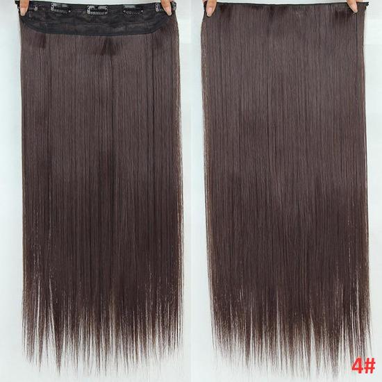 5Clips In Hair Synthetic Long Straight Hair Extensions Natural Hairpiece For Women Cosplay Party Wear