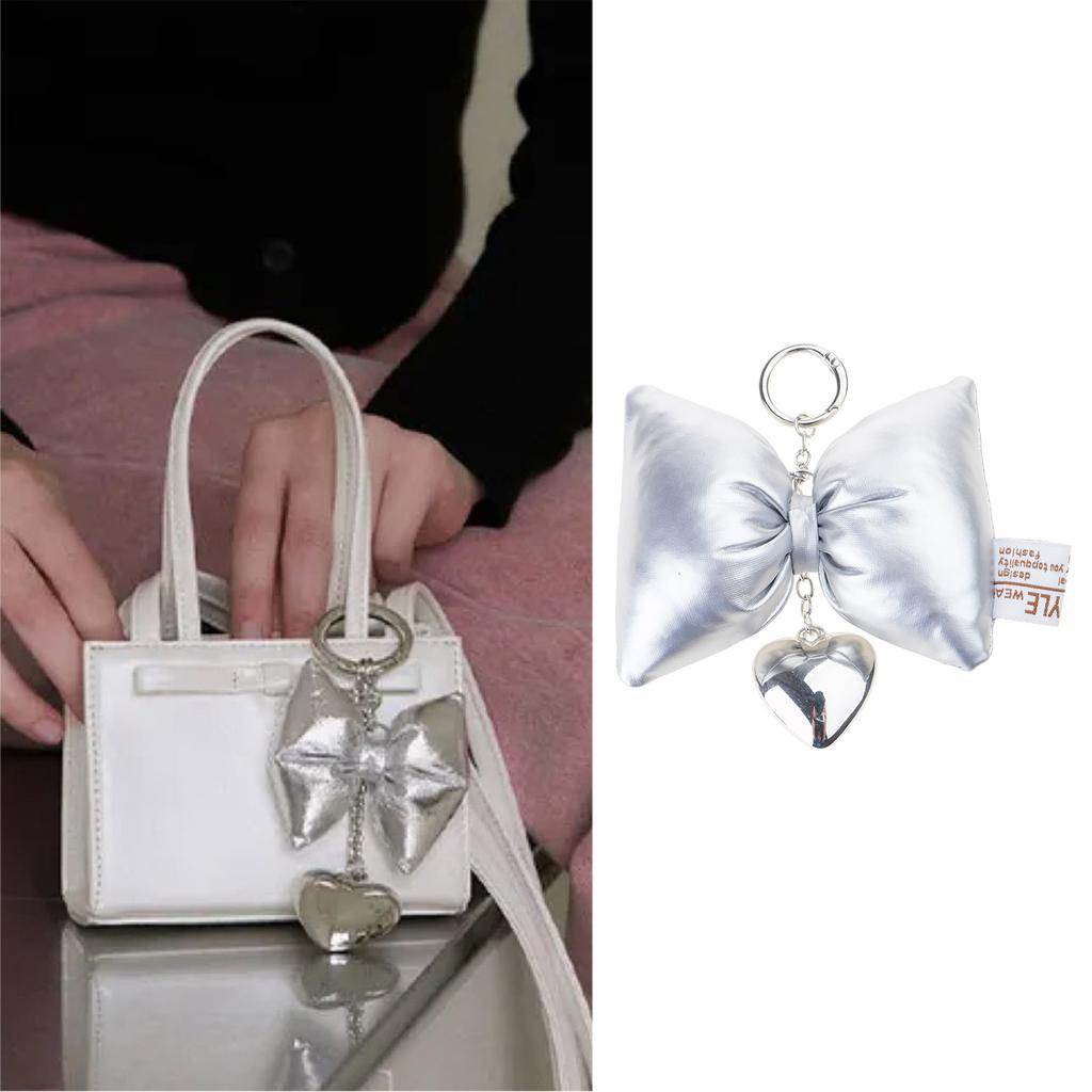 Exquisit Heart Keychain Cute Heart Bag Pendant Alloy Material Bowknot Keyrings Perfect for Car Key Backpack DIY Projects