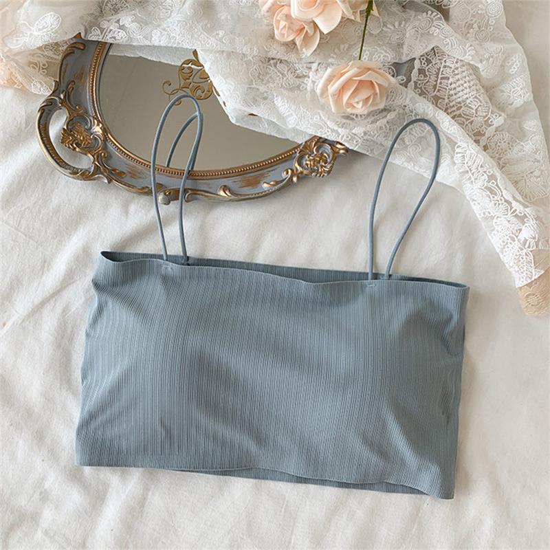 Korean Style Summer Ice Silk One-Shoulder Camisole with Anti-Exposure Back