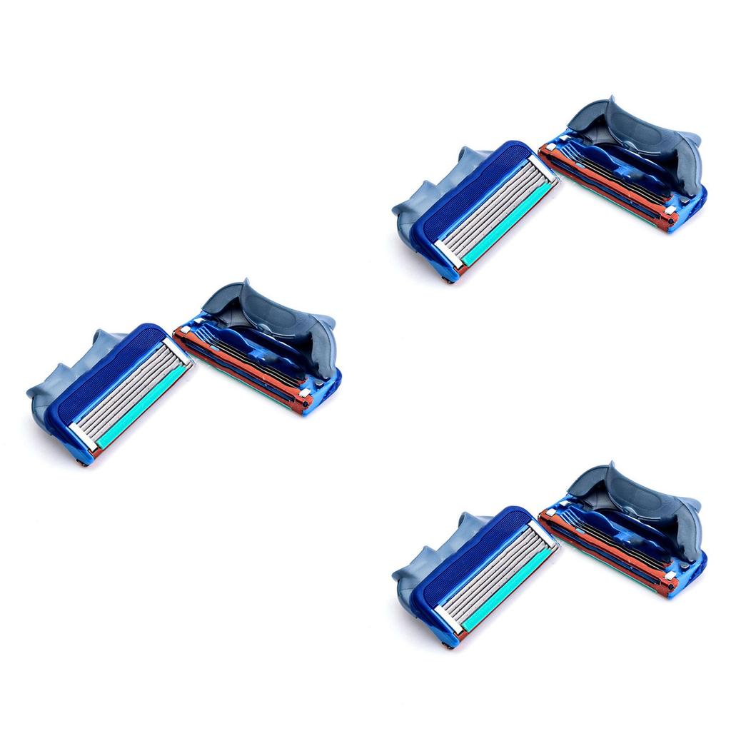 Luxurious 4pcs Shaving Razor Shaver Blades With Premium Five Layers In Elegant Blue
